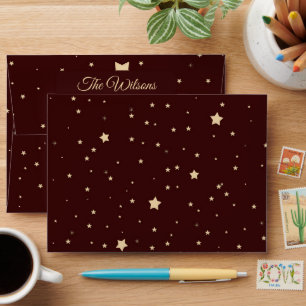 Personalised Red and Gold Starry Night Christmas Envelope