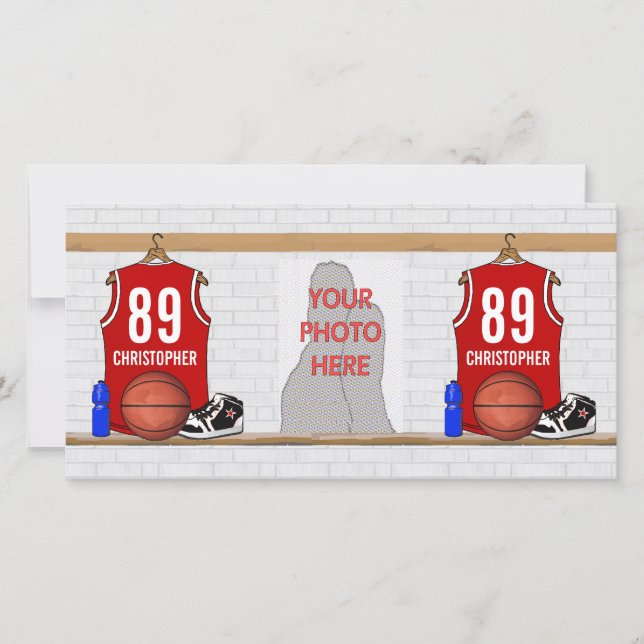 Personalised Red and White Basketball Jersey (Front)