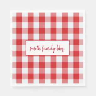Personalised Red and White Buffalo Plaid Napkin
