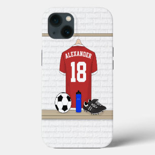Personalised Red and White Football Soccer Jersey iPhone 13 Case