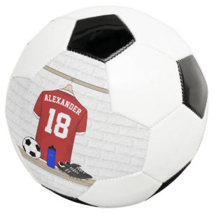 Personalised Red and White Football Soccer Jersey Soccer Ball