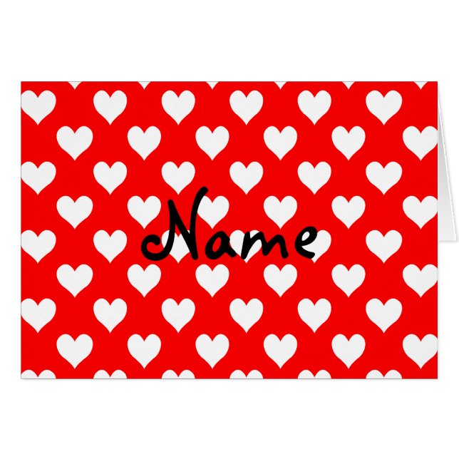Personalised Red and White Heart Pattern (Front Horizontal)