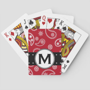 Personalised Red and White Paisley Pattern Country Playing Cards