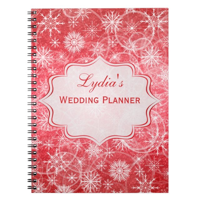 Personalised Red and White Snowflakes Notebook (Front)
