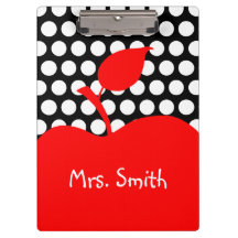 Personalised Red Apple Black and White Polka Dot