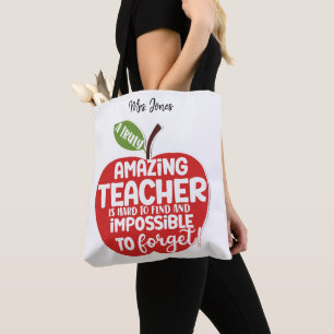 Personalised Red Apple Teacher appreciation Tote Bag