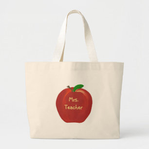 Personalised Red Apple, Teacher, canvas bags