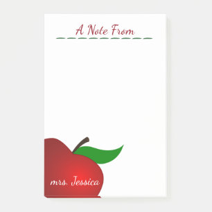 Personalised Red Apple Teacher Post-it Notes