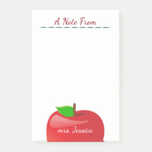 Personalised Red Apple Teacher Post-it Notes