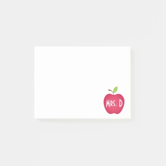 Personalised Red Apple Teacher's Post-it Notes (Front)
