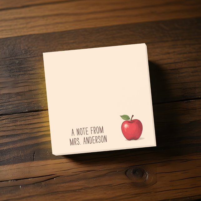 Personalised Red Apple w/ Teacher's Name Post-it Notes (🍎 Share thoughtful notes in style! ✏️)