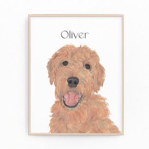 Personalised Red Apricot Golden Doodle Art Photo Print
