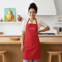 Personalised Red Apron with Custom Name