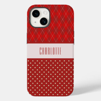 Personalised Red Argyles and Polka Dots Phone Case