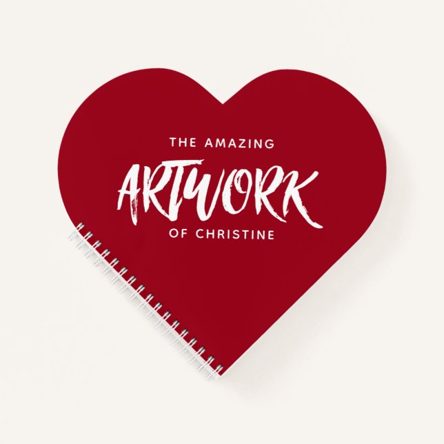 Personalised Red Artist Heart Sketchbook Notebook (Front)