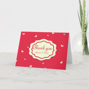 Personalised Red Background with Little Hearts Thank You Card