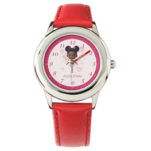 Personalised Red Ballerina Learn to Tell Time Watch