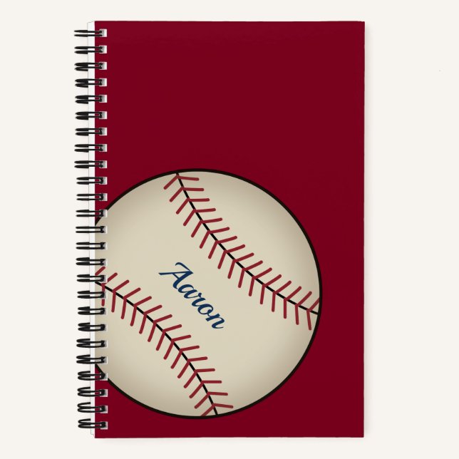 Personalised Red Baseball Notebook Gift (Front)