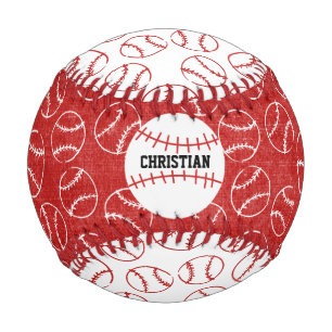 Personalised Red Baseball Pattern with Baseball