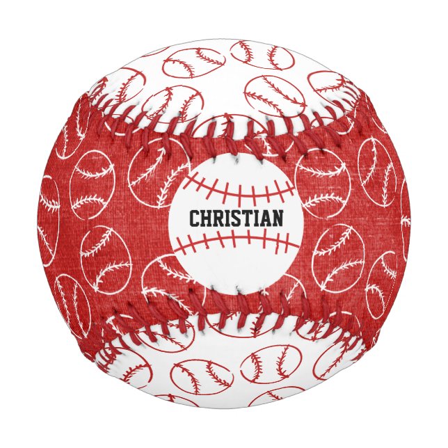 Personalised Red Baseball Pattern with Baseball (Front)