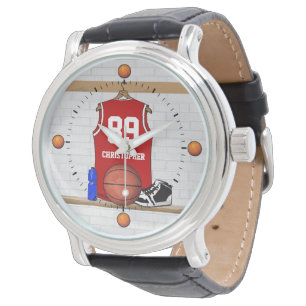 Personalised Red Basketball Jersey Watch