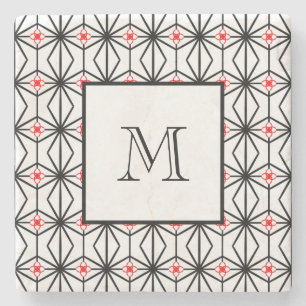 Personalised Red, Black, and White Stone Coaster