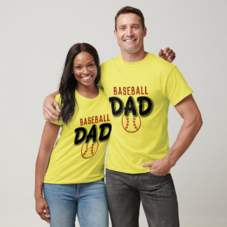 Personalised Red & Black Baseball Dad Design T-Shirt