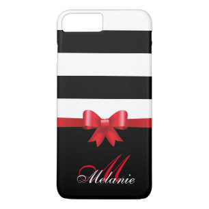 Personalised RED, Black Bold Stripes RED BOW Case-Mate iPhone Case