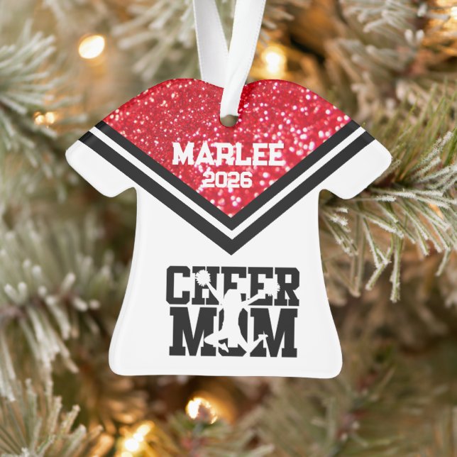 Personalised Red & Black Cheer Mum Ornament  (Tree)