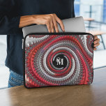 Personalised Red Black Gradient Spiral Fractal Laptop Sleeve<br><div class="desc">This laptop sleeve features beautiful spiral fractal art in red,  black,  grey and white gradient. Personalise it with fancy decorative monogram in off white (light grey) font.</div>