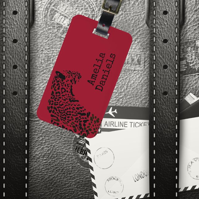 Personalised Red & Black Jaguar Luggage Tag (Adventure starts here! Personalised luggage tags to make sure you stand out from the crowd. ✈️🚢🌴)