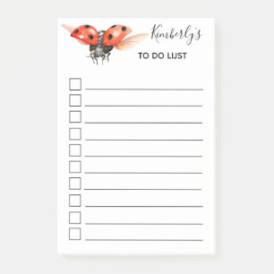 Personalised Red Black Ladybug To-Do List Post-it Notes