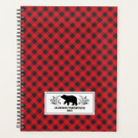 Personalised Red Black Lumberjack Buffalo Plaid Planner<br><div class="desc">This planner is decorated with a bear among foliage and a buffalo plaid pattern in the background. Fun for your back to school. Personalise it with your name and date. Designed for you by Blackberry Boulevard.</div>