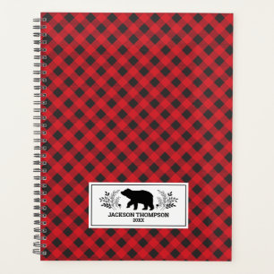 Personalised Red Black Lumberjack Buffalo Plaid Planner