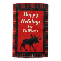Personalised Red Black Plaid Black Moose