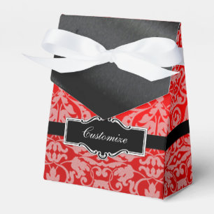 Personalised Red Black & White Damask Favour Box 2