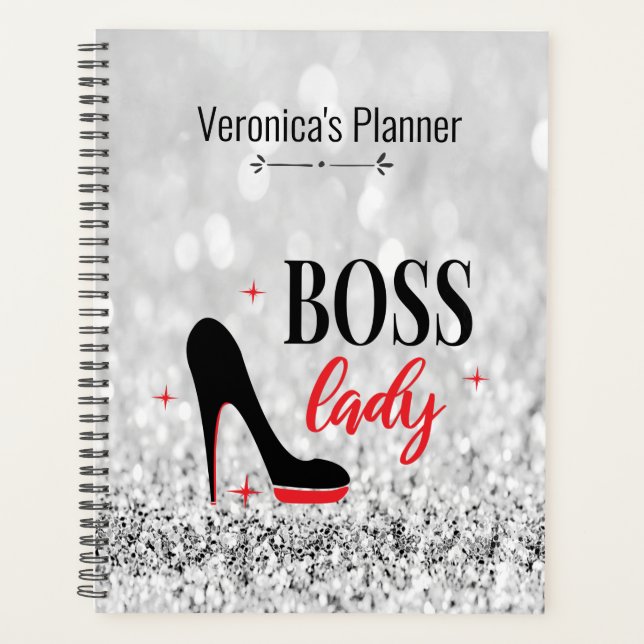 Personalised Red Bottom Stiletto Heel Boss Lady   Planner (Front)