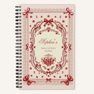 Personalised Red Bow Bible Study Notebook