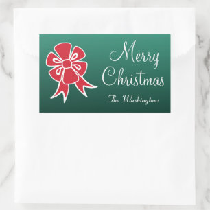 Personalised Red Bow Merry Christmas Stickers