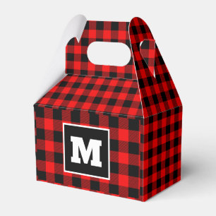 Personalised red buffalo plaid Christmas Favour Bo Favour Box
