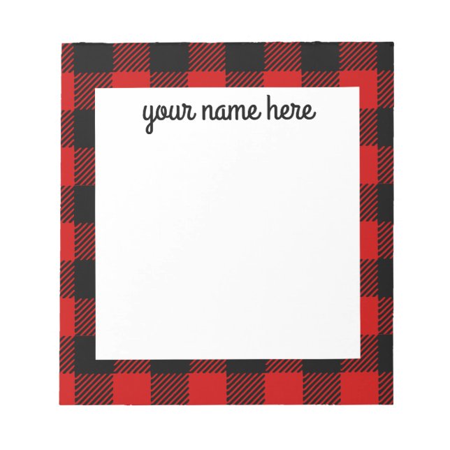 Personalised Red Buffalo Plaid Notepad (Front)