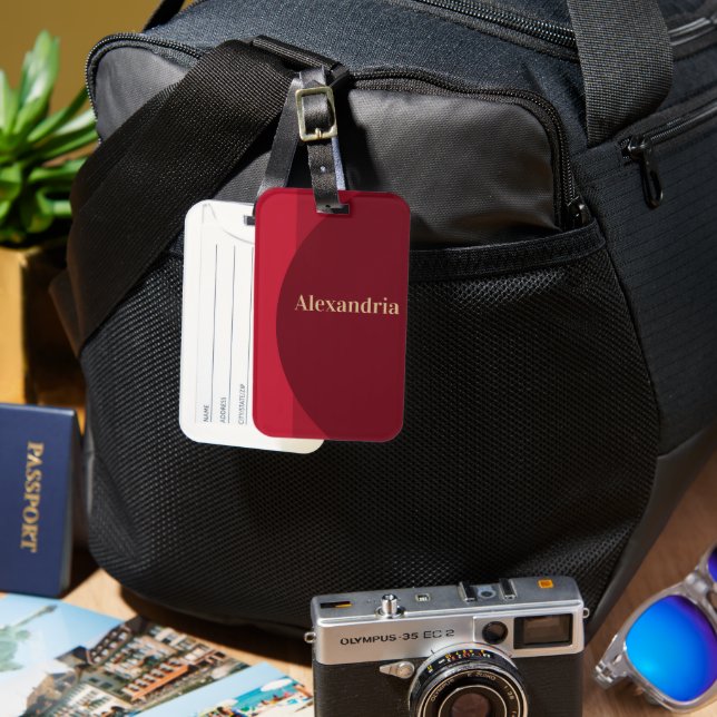 Personalised Red burgundy Luggage Tag (Front & Back)