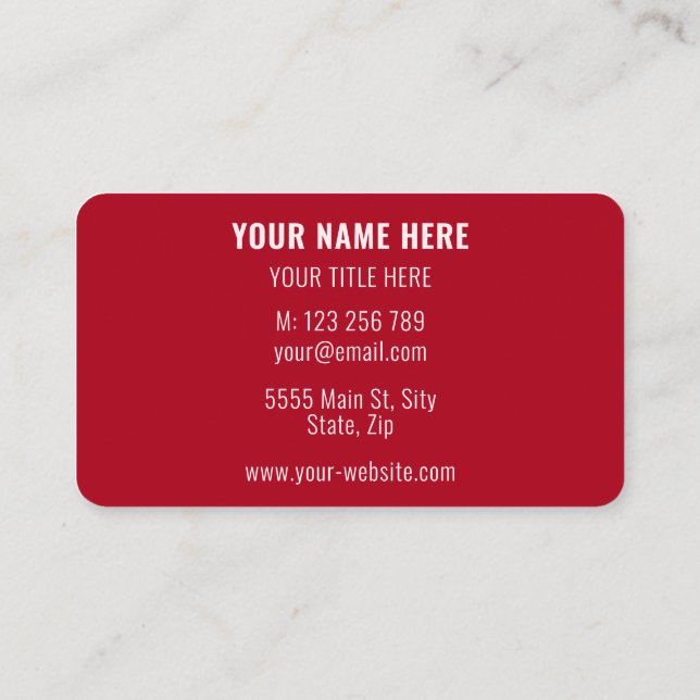 Personalised Red Business Cards Your Colours - Fon (Back)