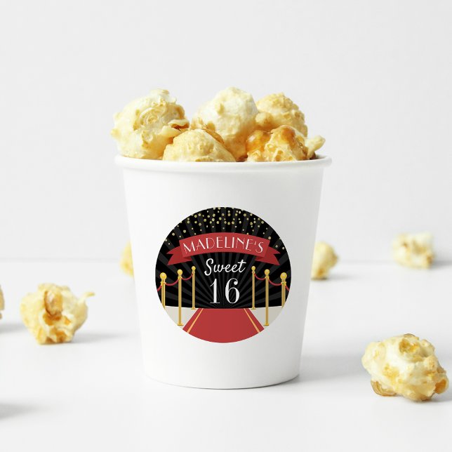 Personalised Red Carpet Theme Sweet Sixteen Classic Round Sticker (Creator Uploaded)