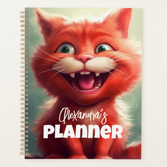 Personalised Red Cat Planner for Cat Lovers (Front)