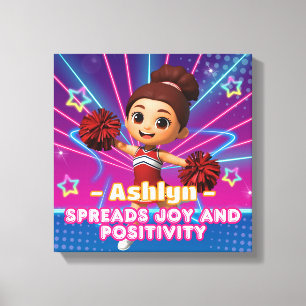 Personalised Red Cheerleader Custom Photo Kid Canvas Print