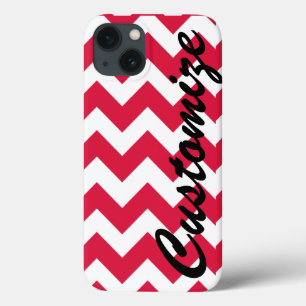 Personalised Red Chevron Pattern iPhone 13 Case