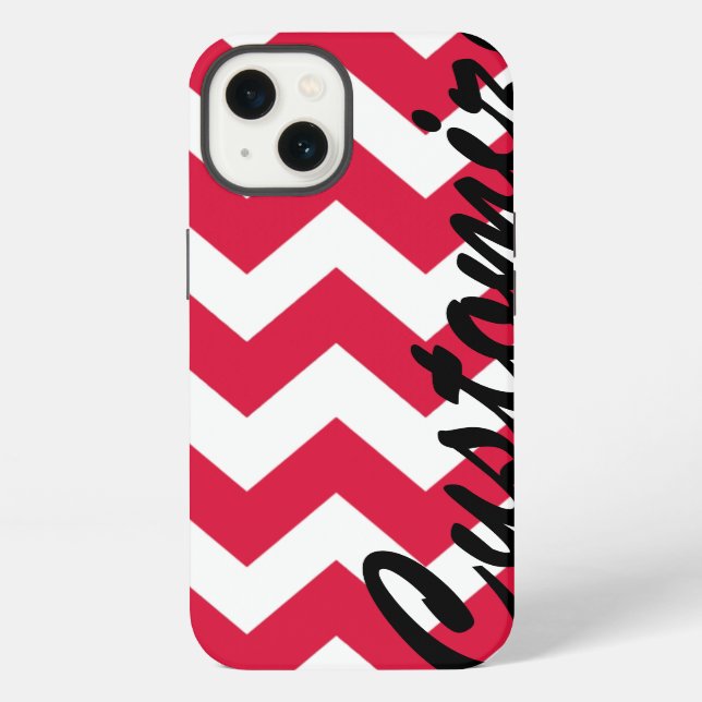 Personalised Red Chevron Pattern iPhone Case (Back)