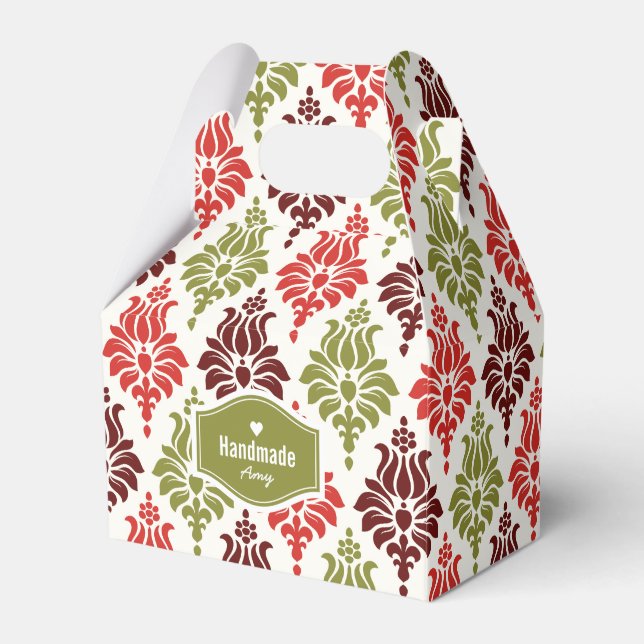 Personalised red Chirstmas snowflakes pattern Favour Box (Front Side)