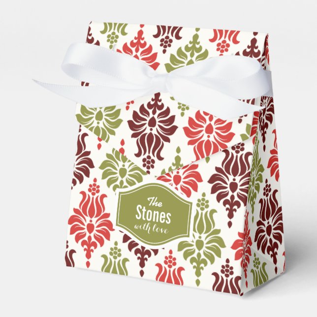 Personalised red Chirstmas snowflakes pattern Favour Box (Front Side)